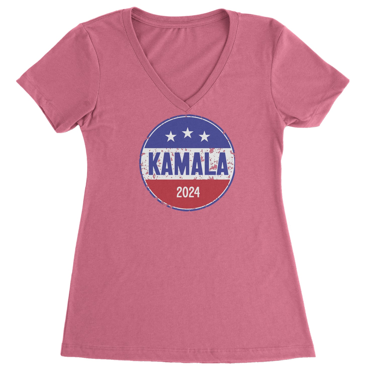 Kamala Badge 2024 - Kamala Harris For President 2024 Ladies V-Neck T-shirt Hot Pink