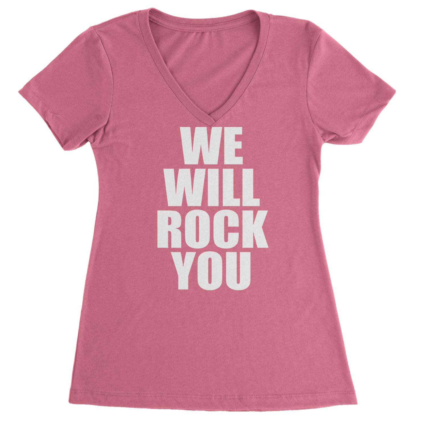 We Will Rock You Ladies V-Neck T-shirt Hot Pink