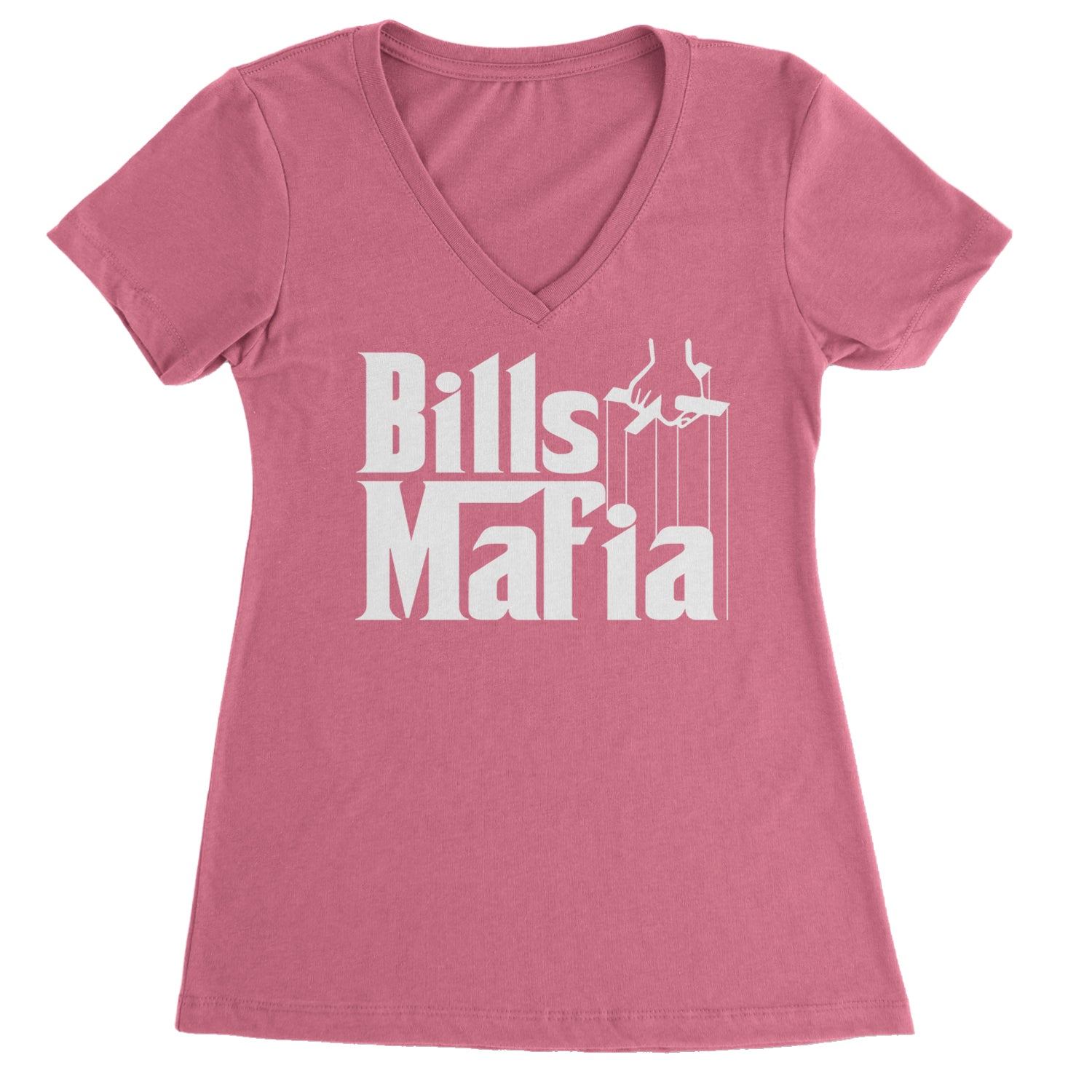 Mafia Bills Mafia Godfather Ladies V-Neck T-shirt Hot Pink