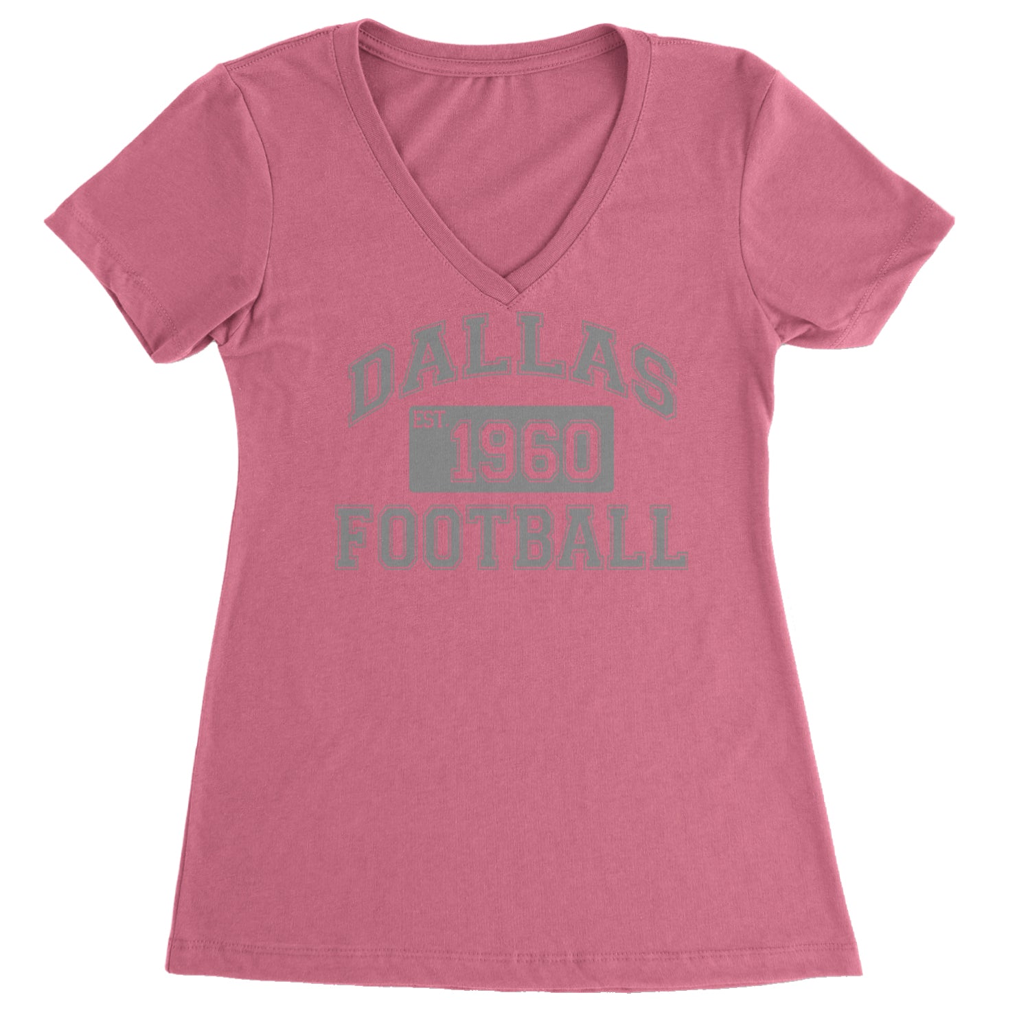 Dallas Football Established 1960 Ladies V-Neck T-shirt Hot Pink