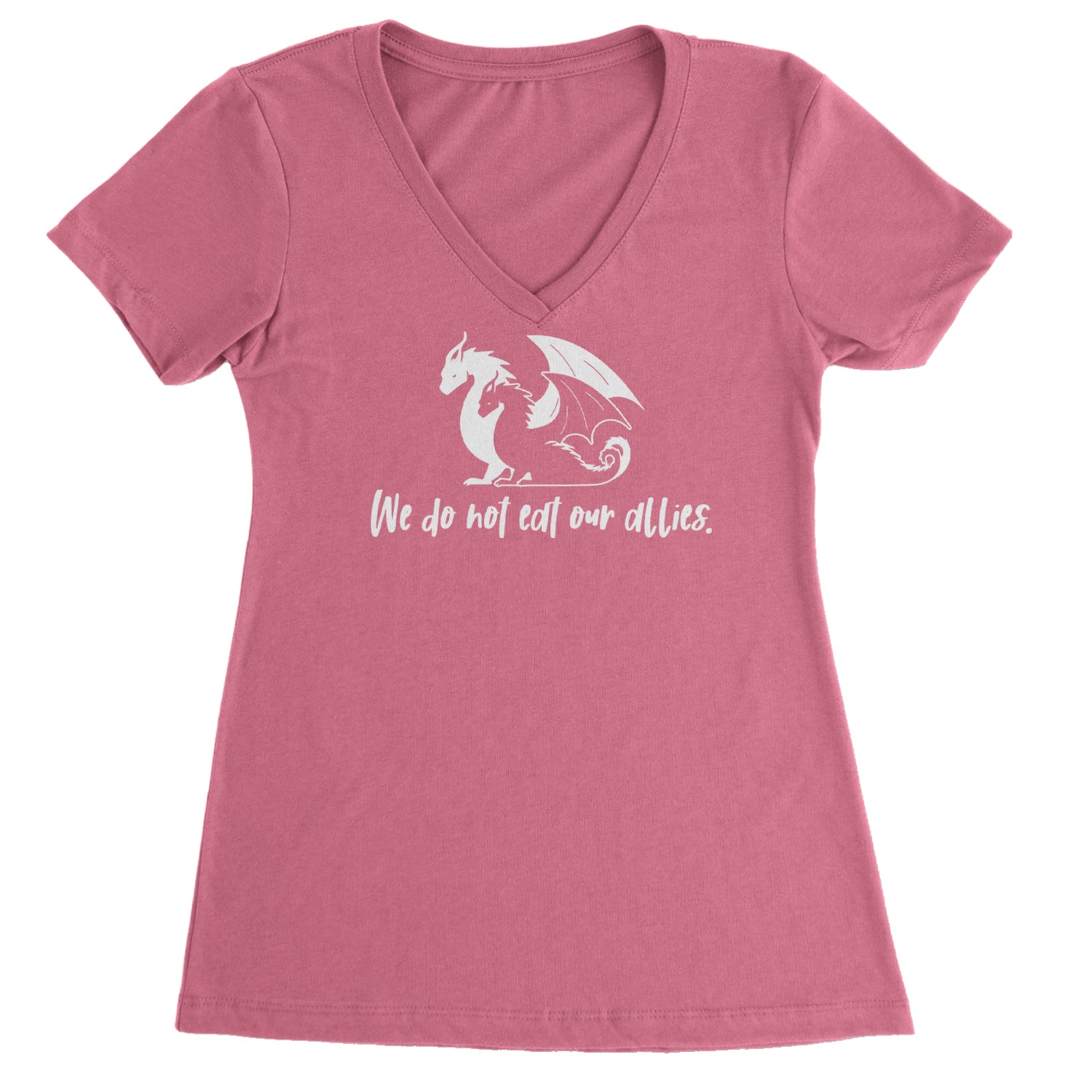 We Do Not Eat Our Allies Fourth Wing Basgiath Ladies V-Neck T-shirt Hot Pink