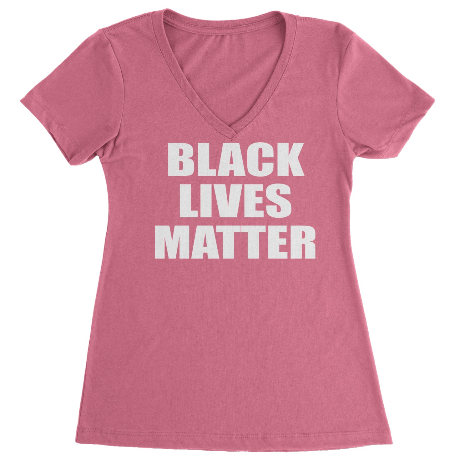 Black Lives Matter BLM Ladies V-Neck T-shirt Hot Pink