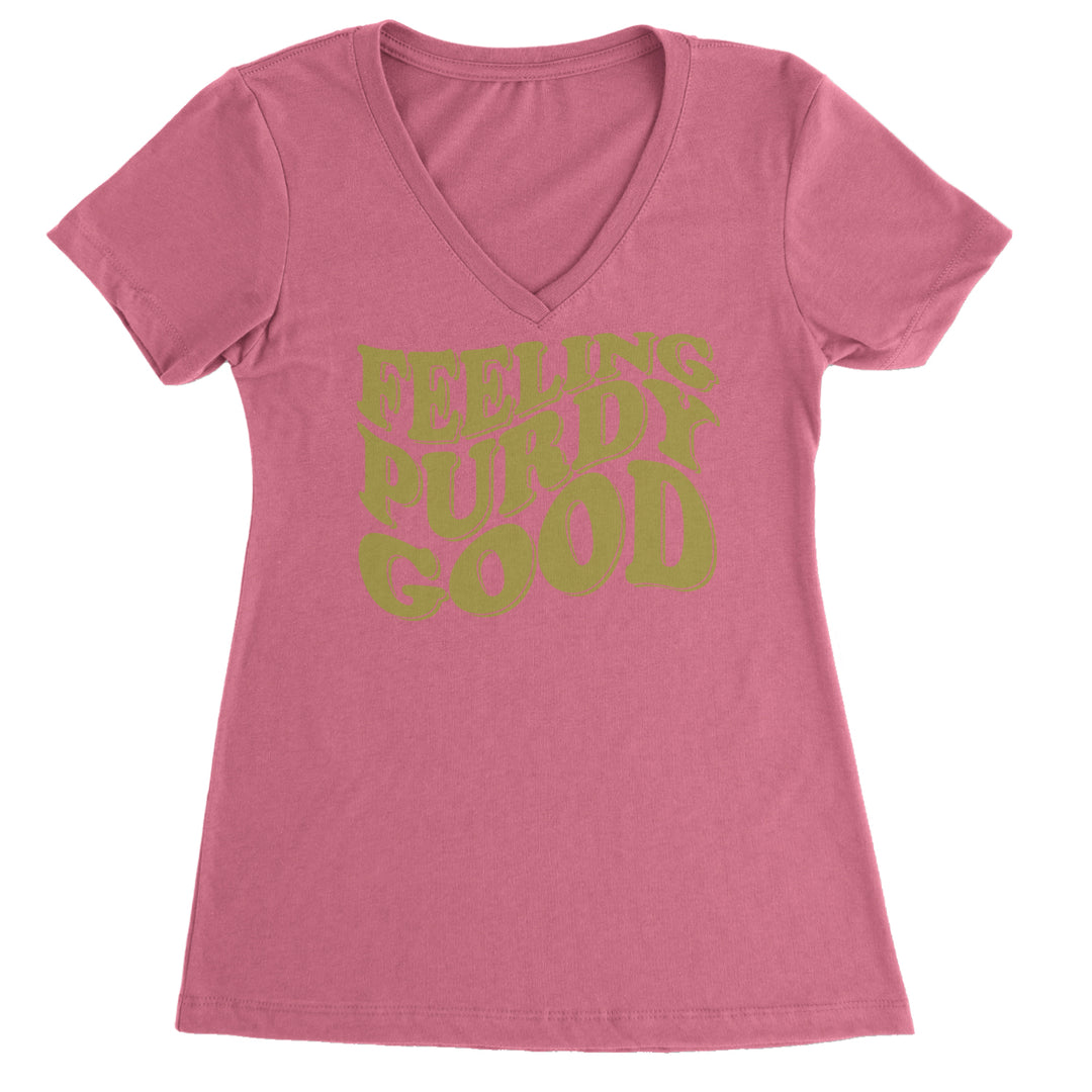 Feeling Purdy Good San Francisco Ladies V-Neck T-shirt Hot Pink