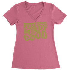 Feeling Purdy Good San Francisco Ladies V-Neck T-shirt Hot Pink