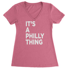 PHILLY "It's a Philly thing" text design on a Women's Lightweight V-Neck T-Shirt