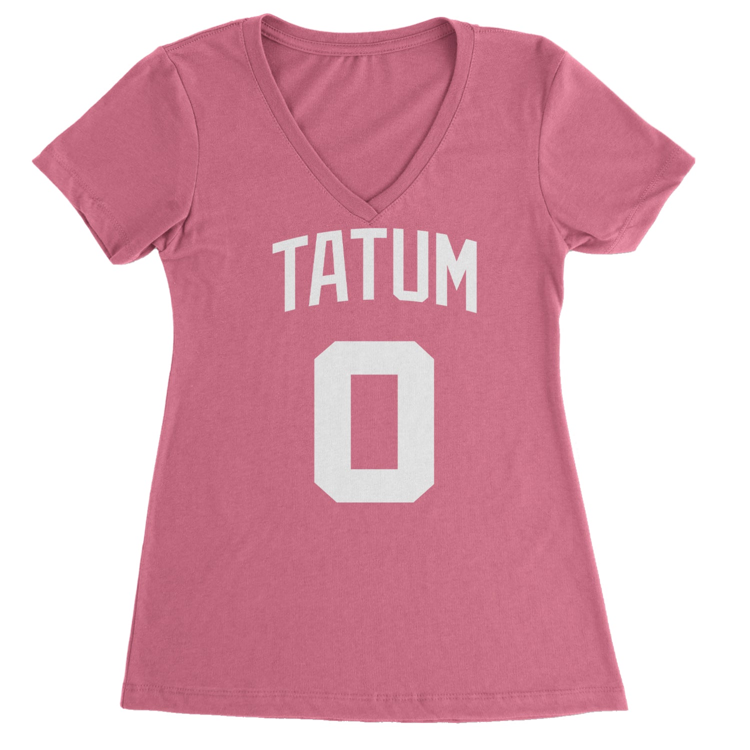 Tatum #0 Boston Basketball Ladies V-Neck T-shirt Hot Pink