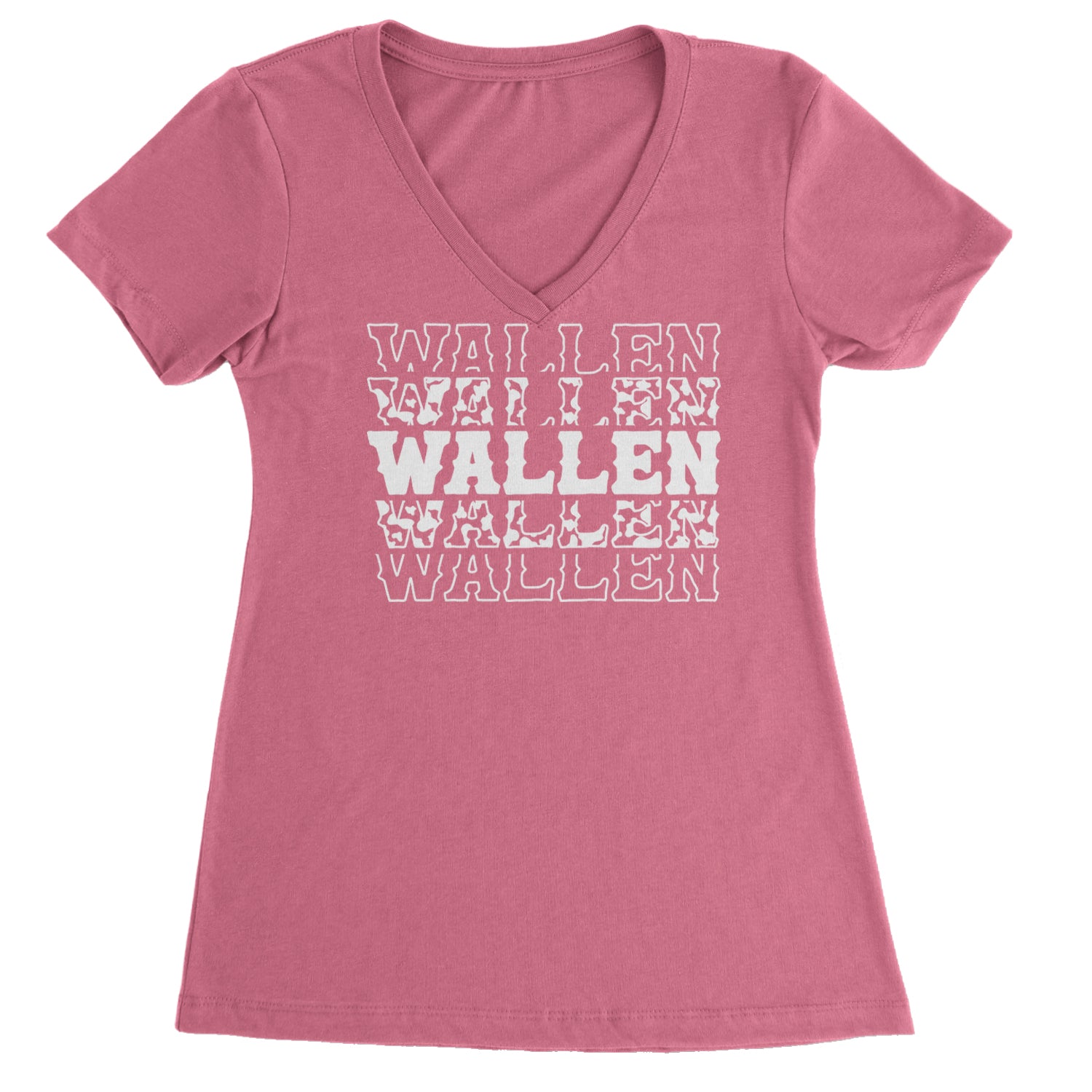 Wallen Country Music Western Ladies V-Neck T-shirt Hot Pink