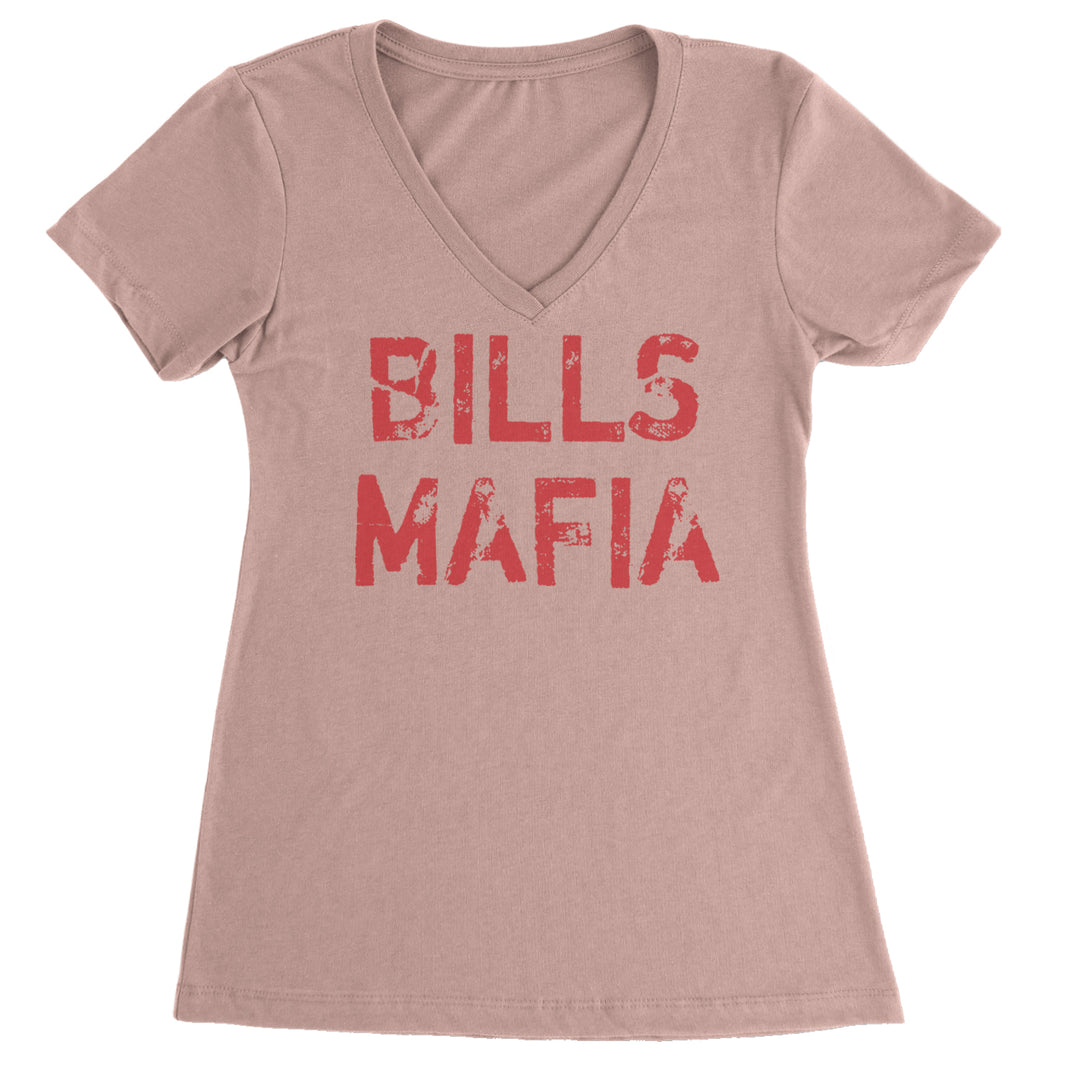 Distressed Bills Mafia Football Ladies V-Neck T-shirt Light Pink