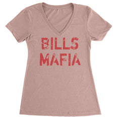 Distressed Bills Mafia Football Ladies V-Neck T-shirt Light Pink