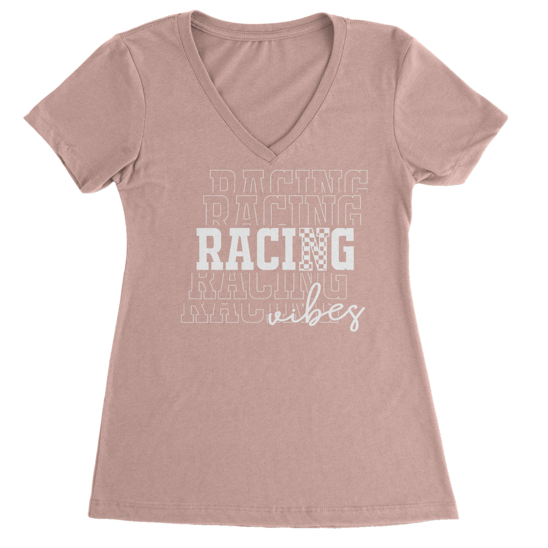 Racing Vibes Ladies V-Neck T-shirt Light Pink