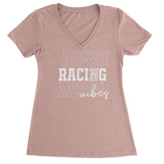 Racing Vibes Ladies V-Neck T-shirt Light Pink