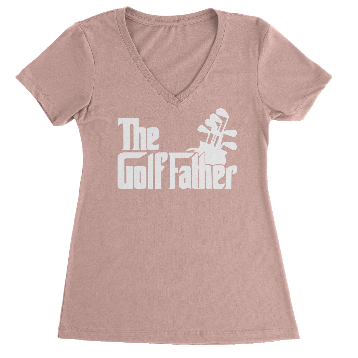 The Golf Father Golfing Dad  Ladies V-Neck T-shirt Light Pink