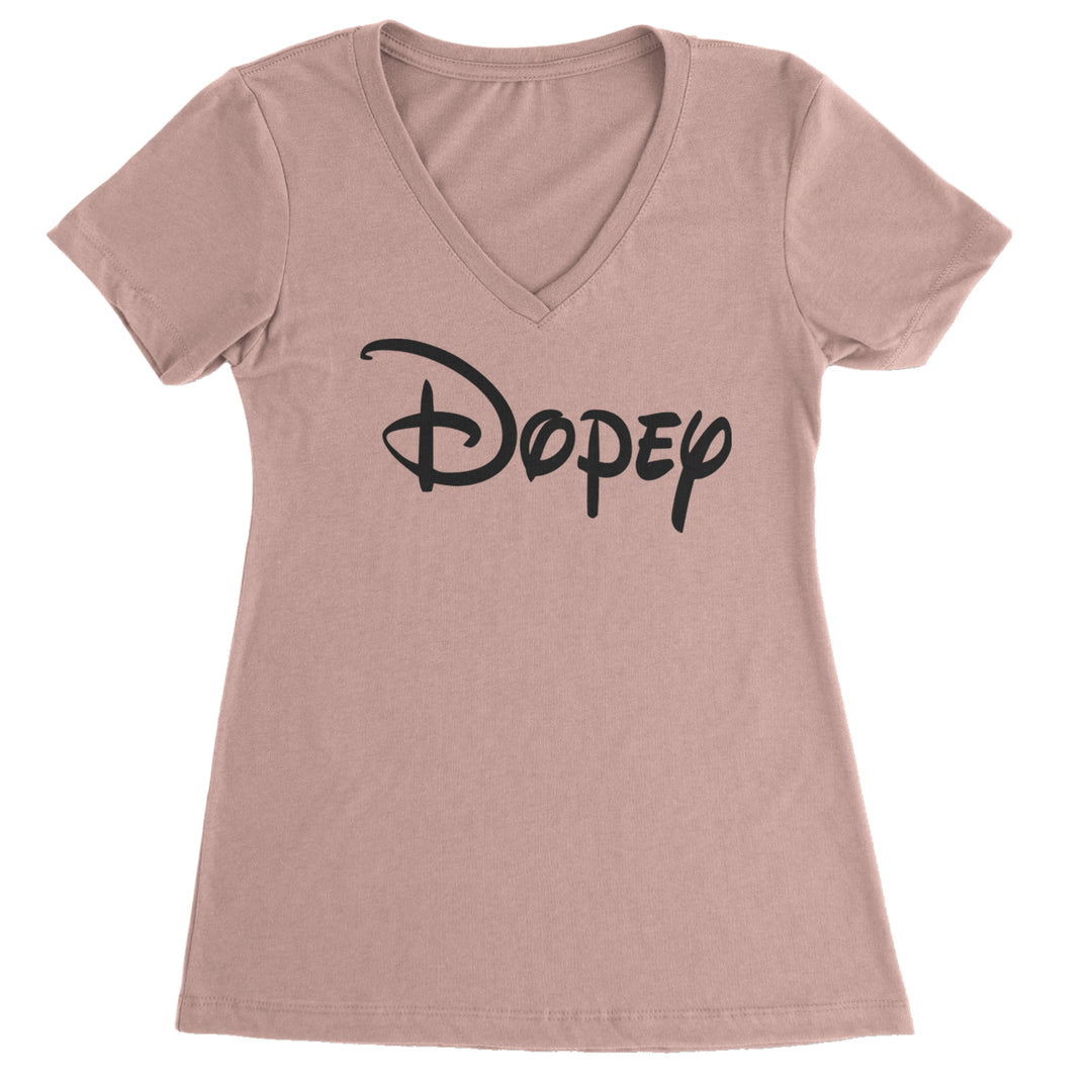 Dopey - 7 Dwarfs Costume Ladies V-Neck T-shirt Light Pink