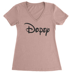 Dopey - 7 Dwarfs Costume Ladies V-Neck T-shirt Light Pink