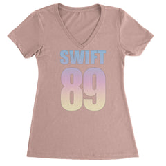 Lover Era Swift 89 Birth Year Music Fan TTPD Ladies V-Neck T-shirt Light Pink