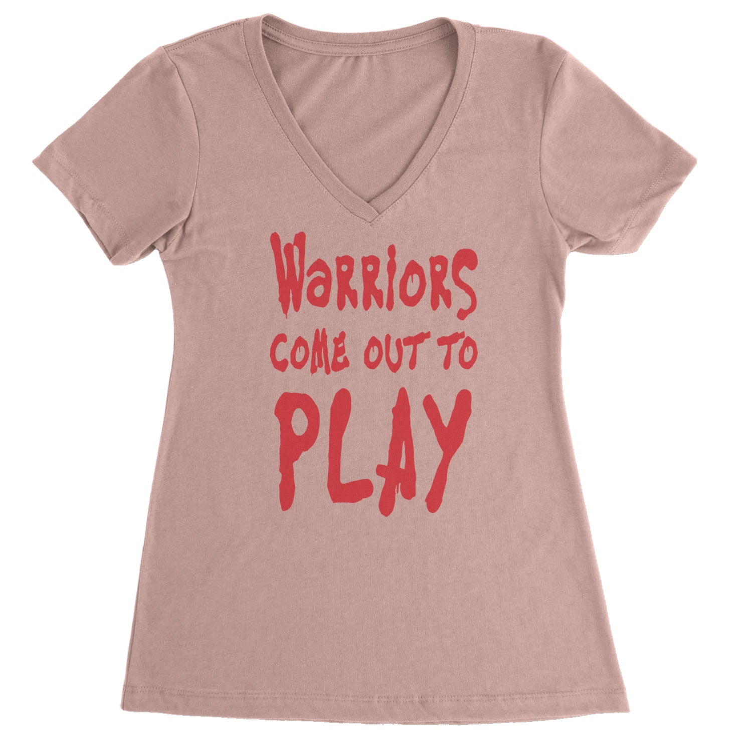 Warriors Come Out To Play  Ladies V-Neck T-shirt Light Pink