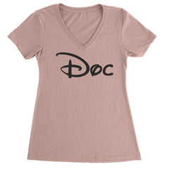Doc - 7 Dwarfs Costume Ladies V-Neck T-shirt Light Pink
