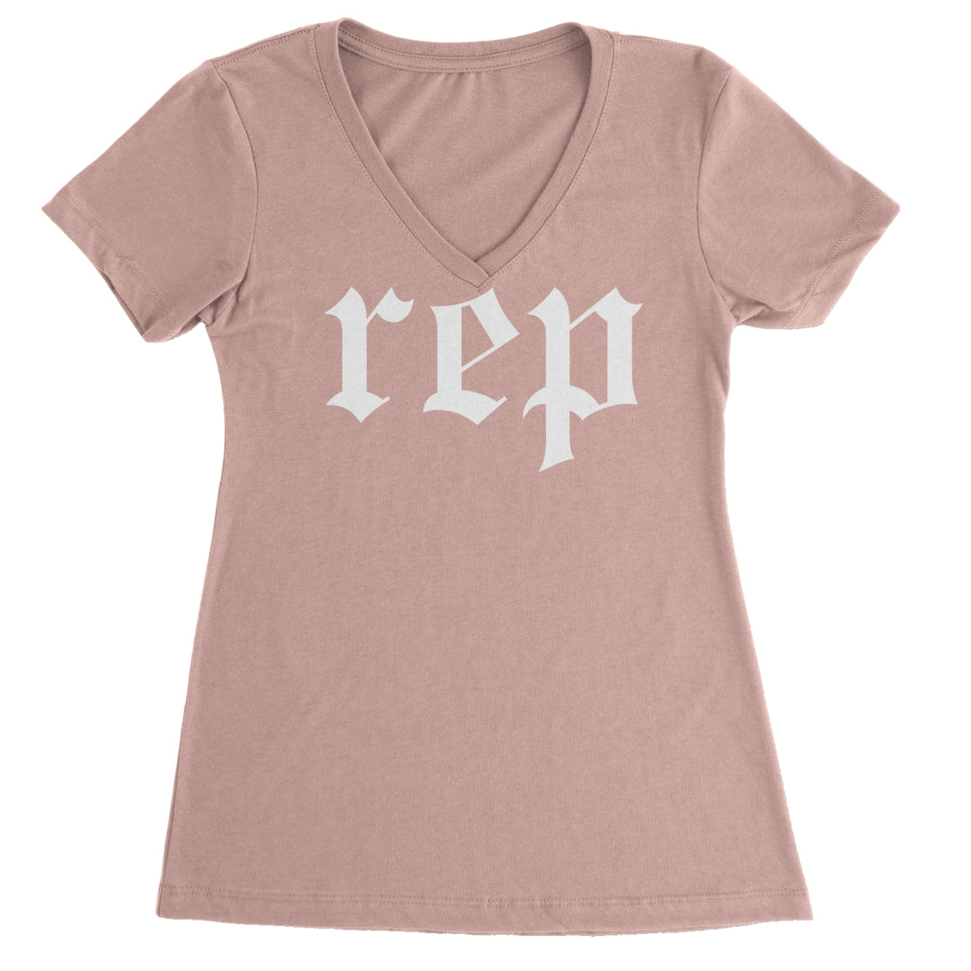 REP Reputation Eras Music Lover Gift Fan Favorite Ladies V-Neck T-shirt Light Pink