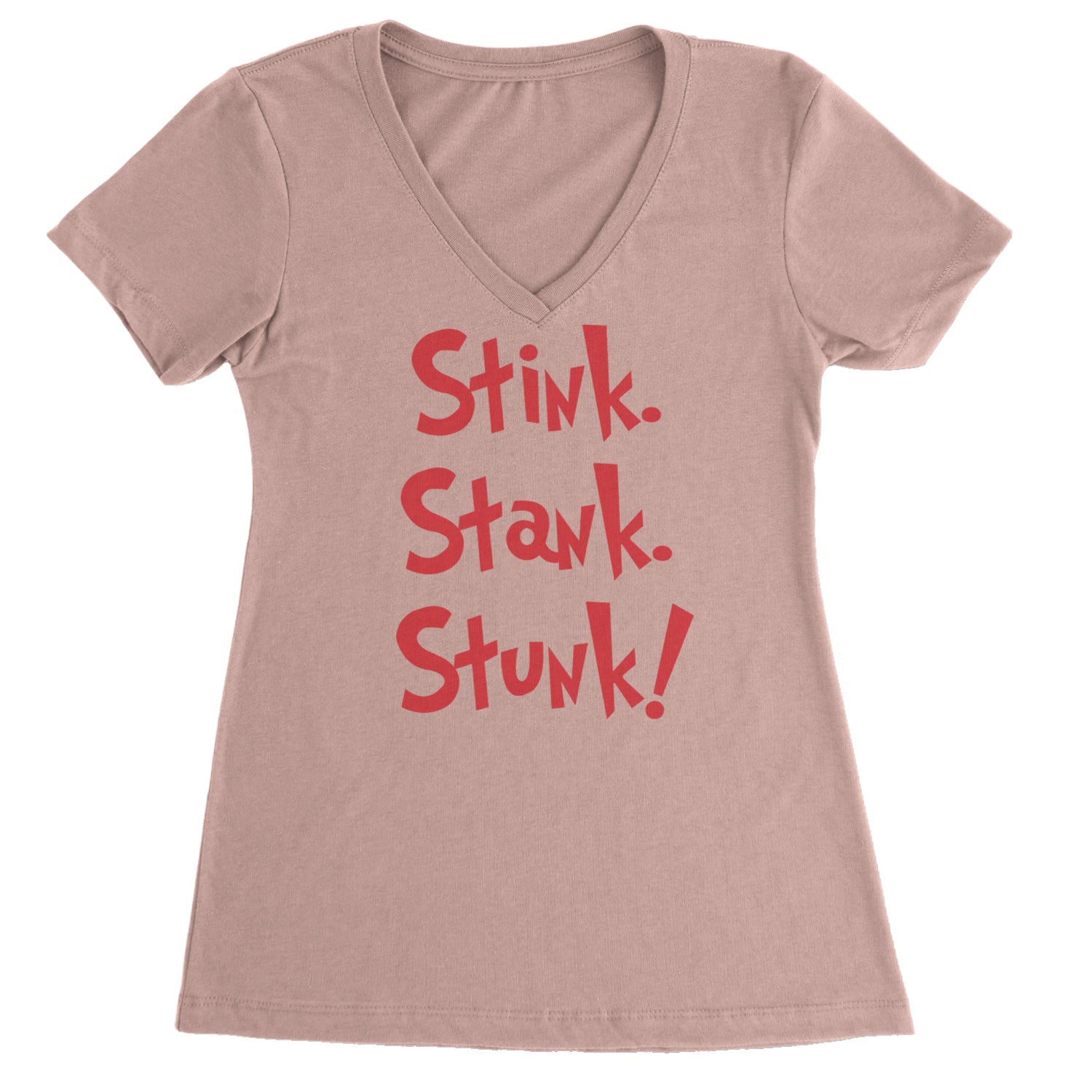 Stink Stank Stunk Gr-nch Ladies V-Neck T-shirt Light Pink