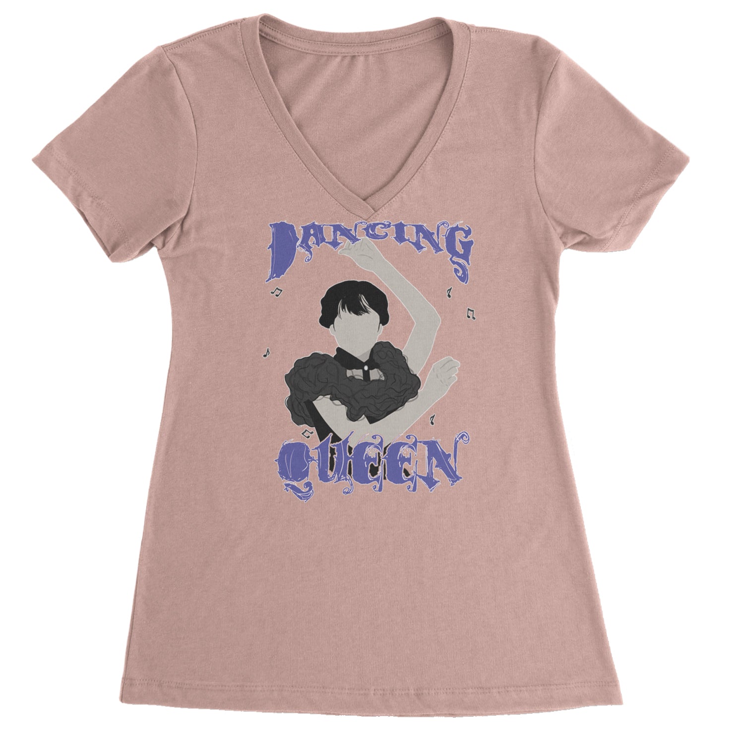 Wednesday Dancing Queen Ladies V-Neck T-shirt Light Pink