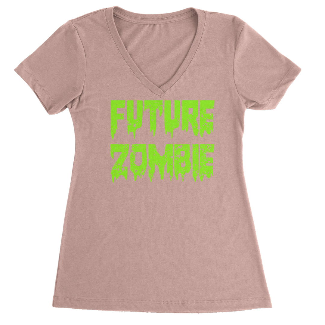 Future Zombie Horror Ladies V-Neck T-shirt Light Pink