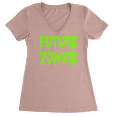 Future Zombie Horror Ladies V-Neck T-shirt Light Pink