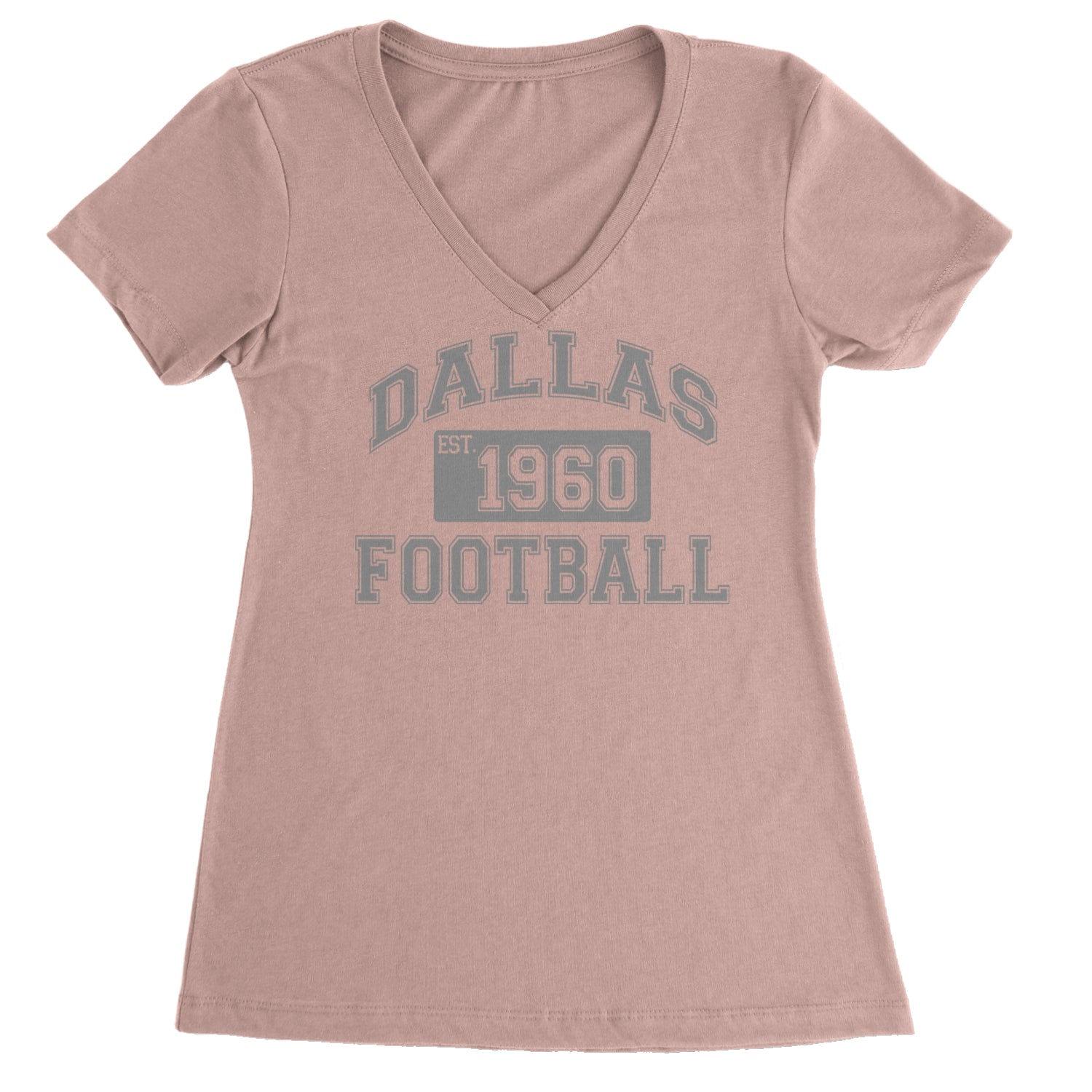 Dallas Football Established 1960 Ladies V-Neck T-shirt Light Pink