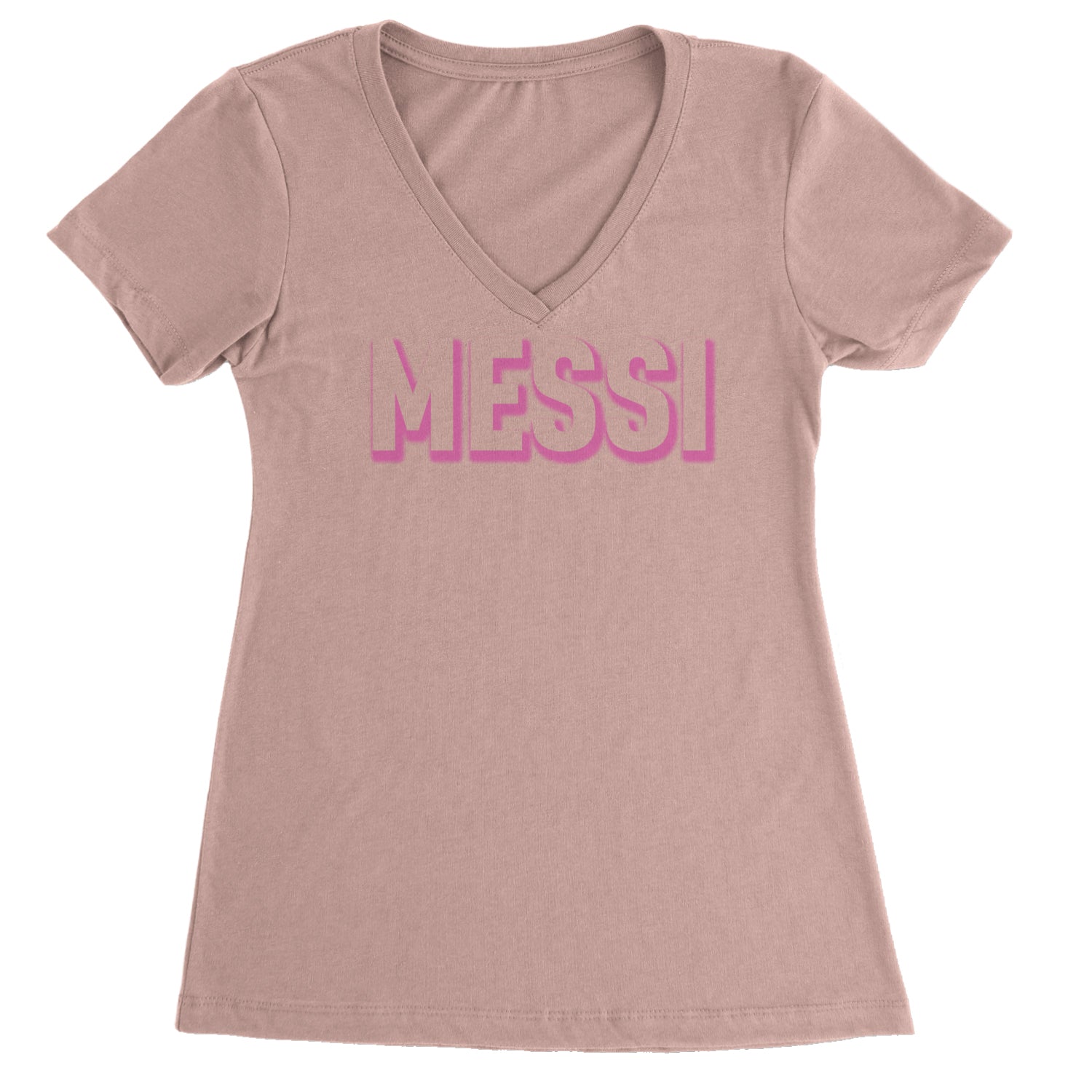 Messi OUTLINE Miami Futbol Ladies V-Neck T-shirt Light Pink