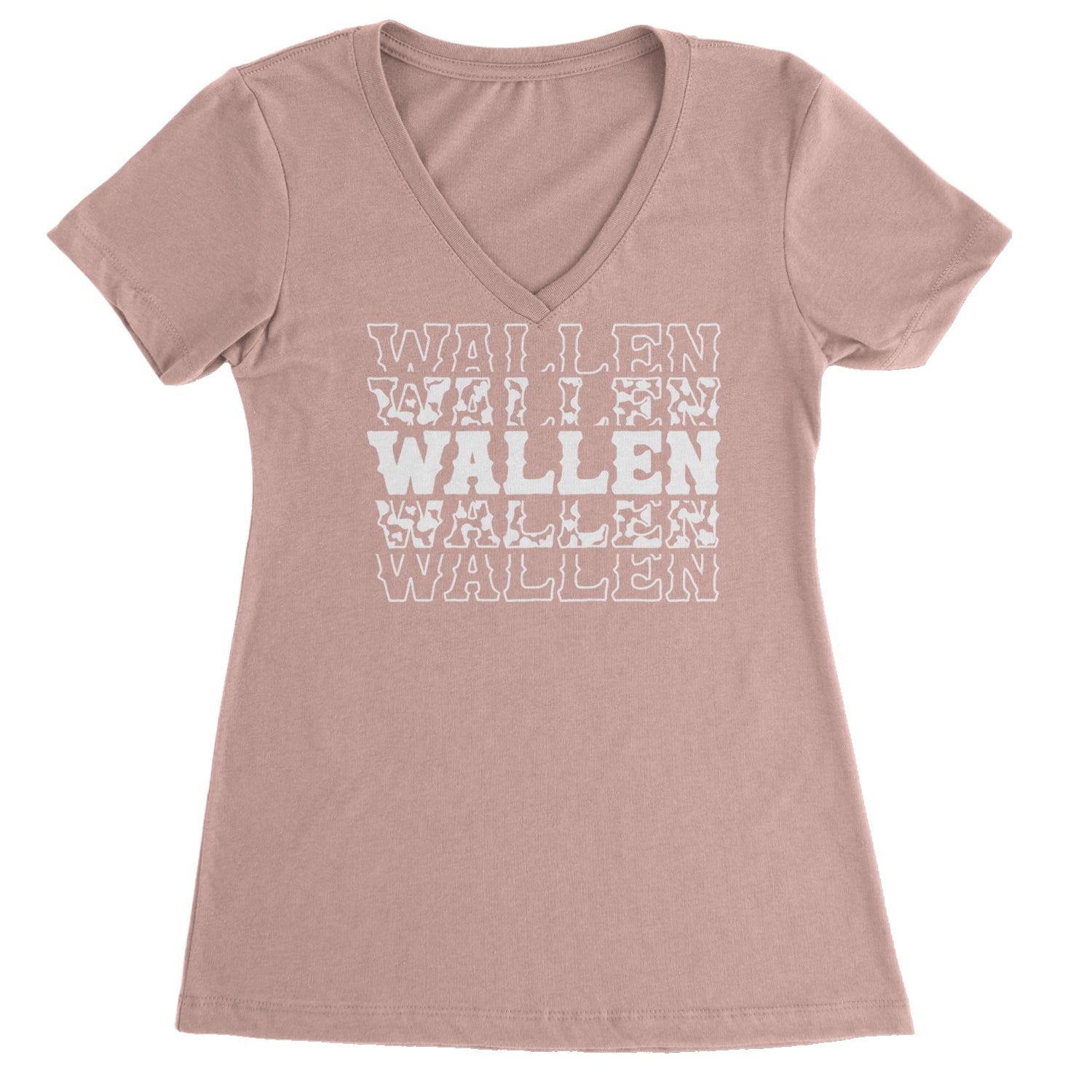 Wallen Country Music Western Ladies V-Neck T-shirt Light Pink