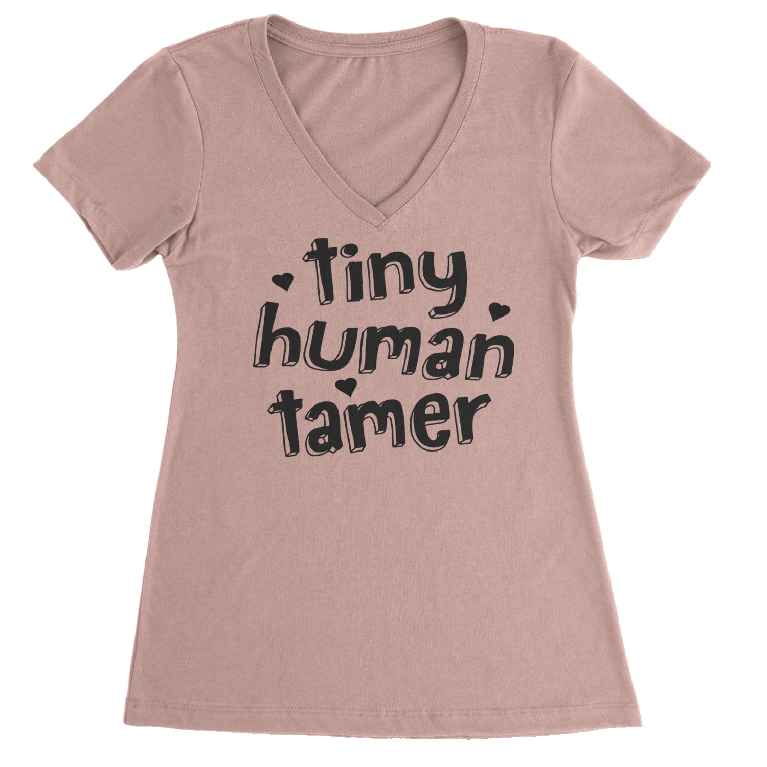 Tiny Human Tamer Teacher Ladies V-Neck T-shirt Light Pink