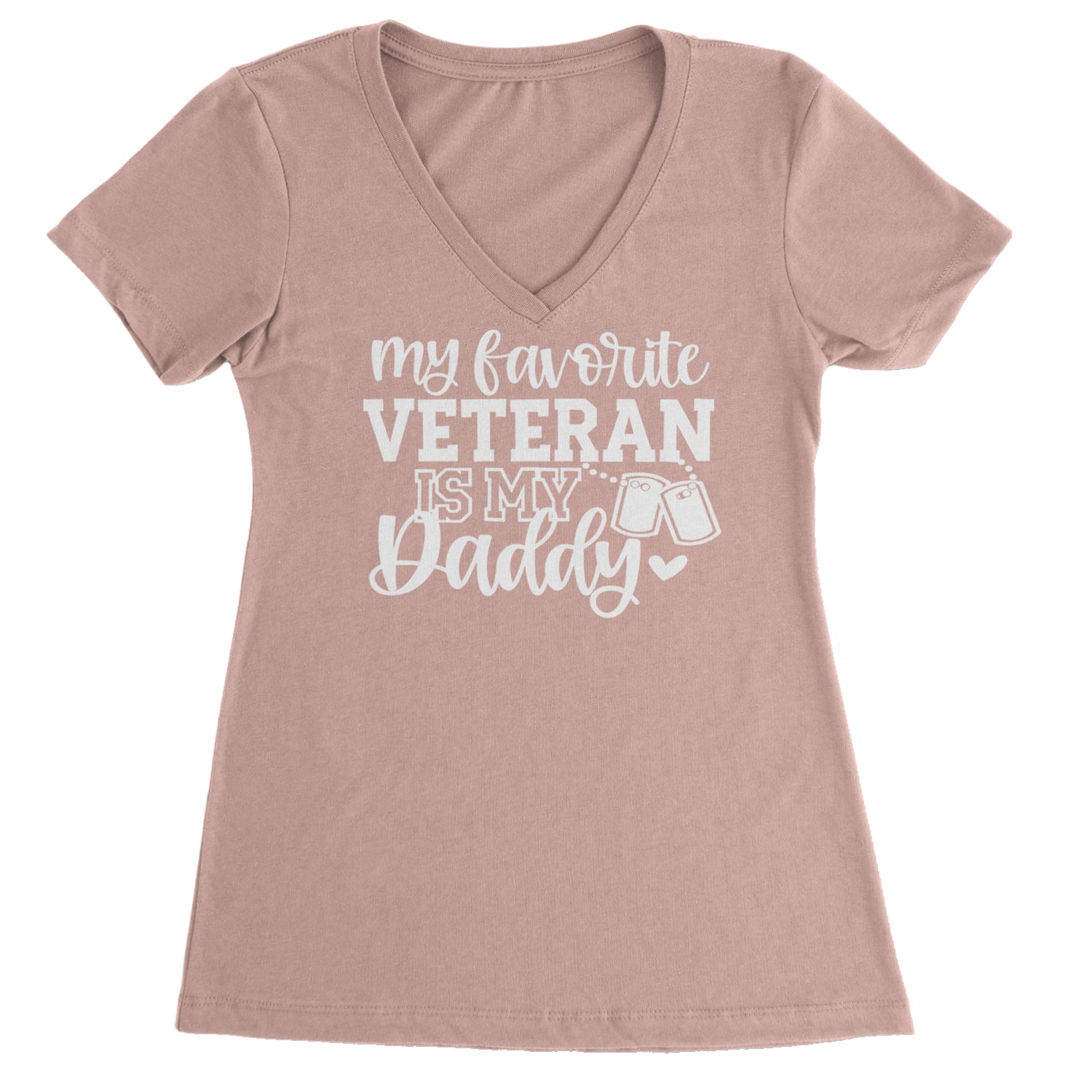 My Favorite Veteran Is My Daddy Ladies V-Neck T-shirt Light Pink