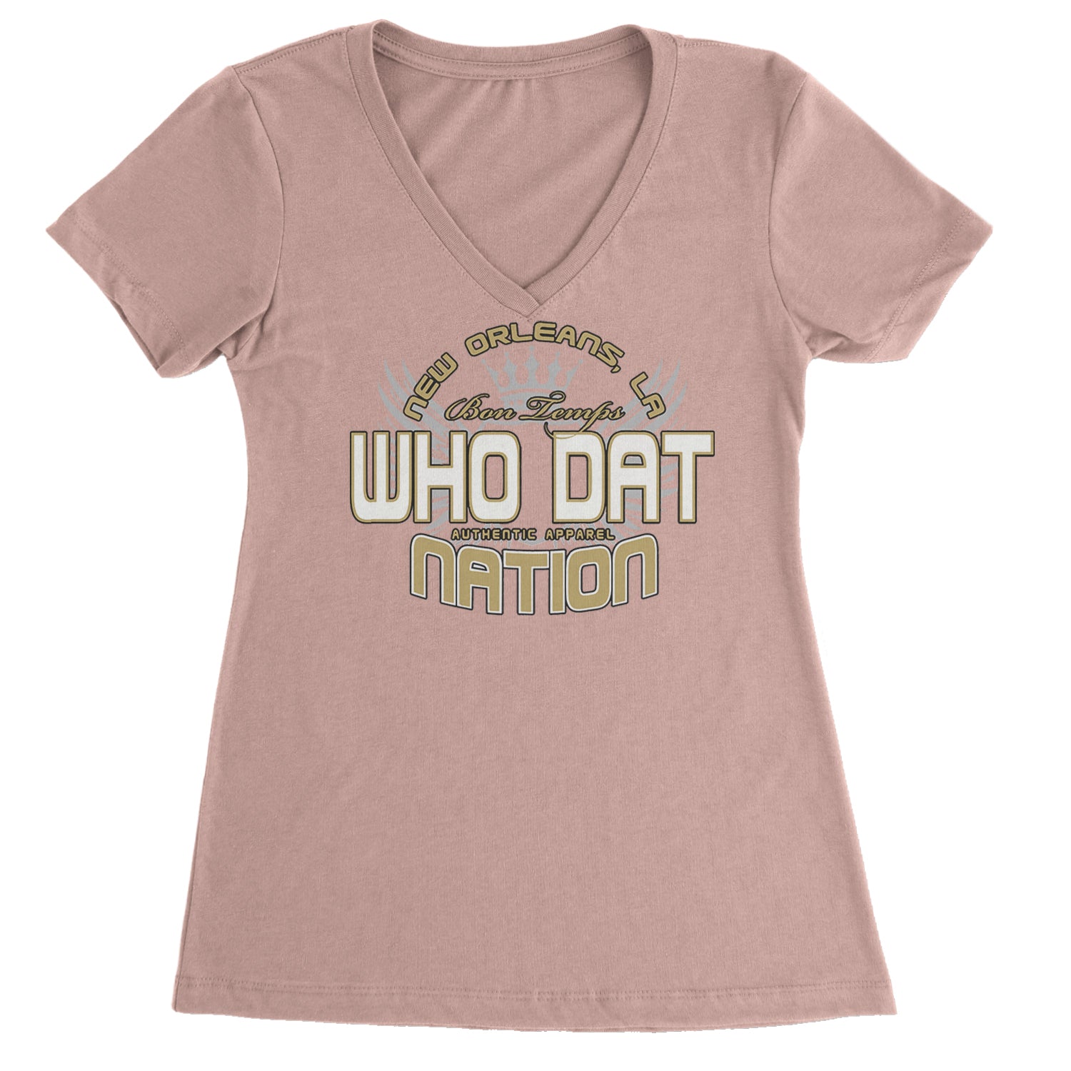 Who Dat Nation New Orleans (Color) Ladies V-Neck T-shirt Light Pink