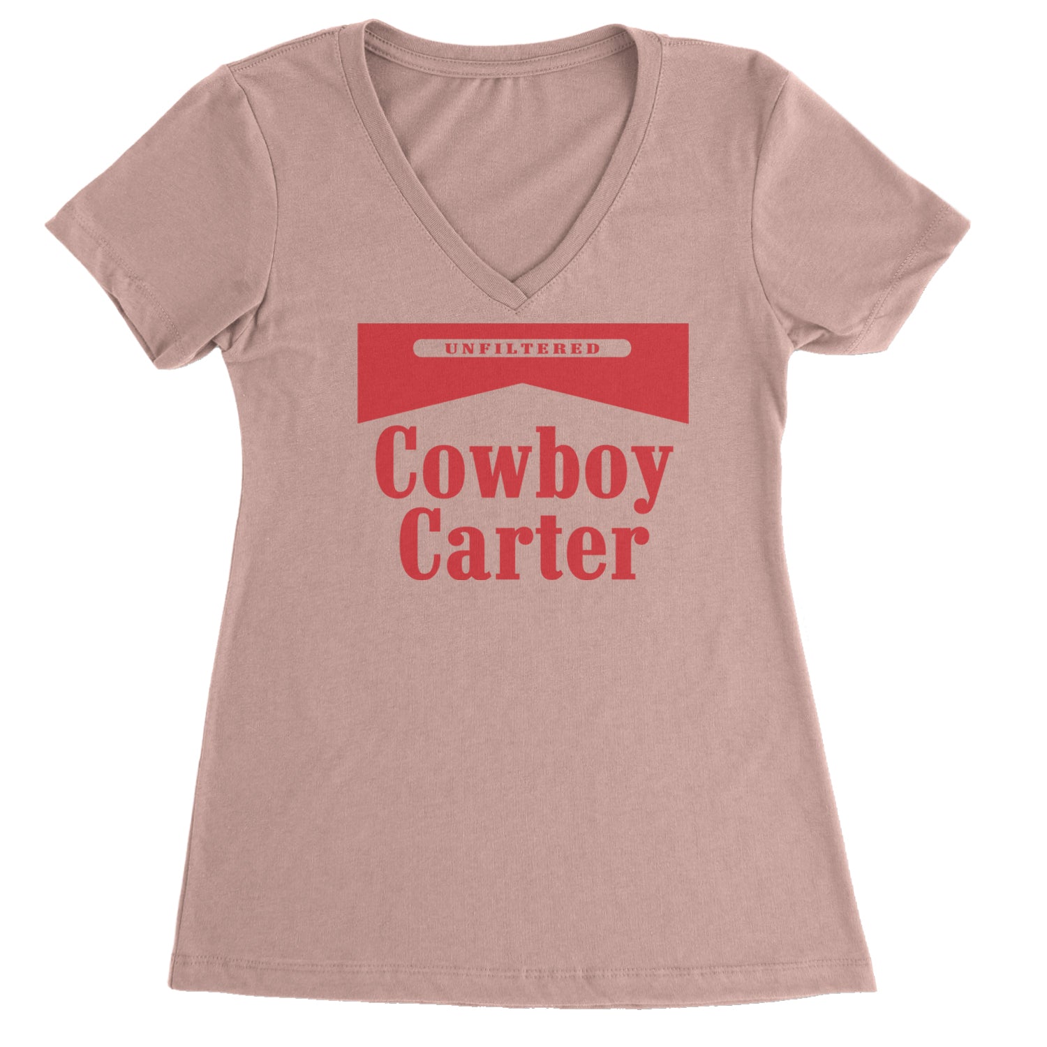 Cowboy Karter Country Act Two Ladies V-Neck T-shirt Light Pink