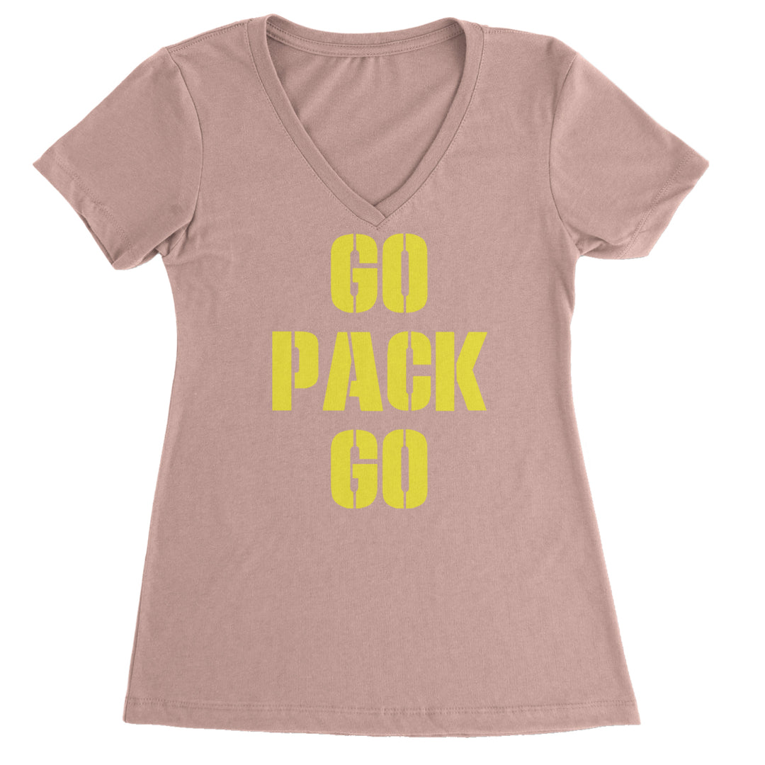 Go Pack Go Green Bay Ladies V-Neck T-shirt Light Pink