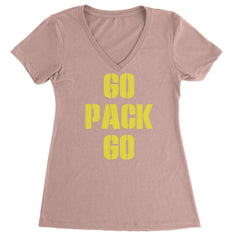 Go Pack Go Green Bay Ladies V-Neck T-shirt Light Pink