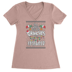 In A World Full Of Grinches, Be A Griswold Ladies V-Neck T-shirt Light Pink