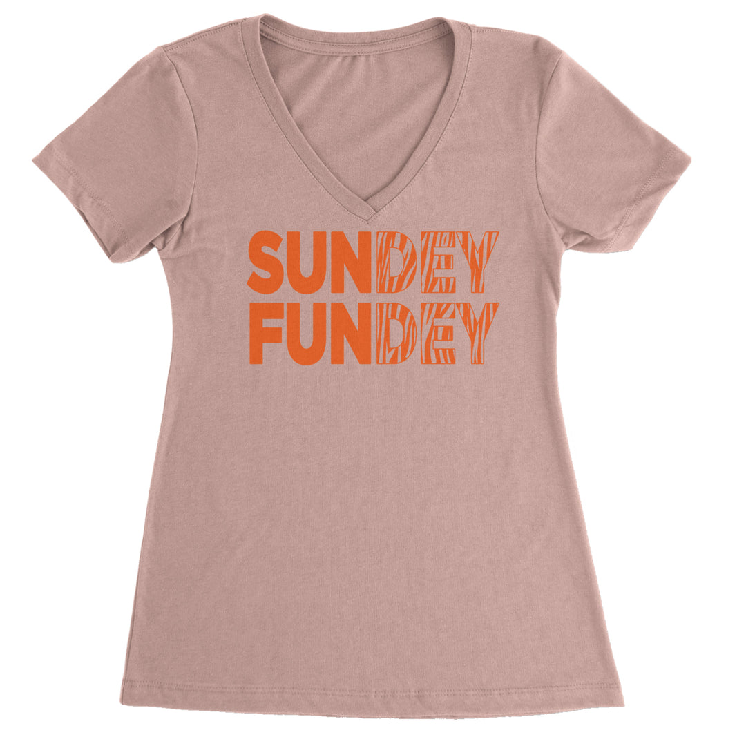 SunDEY FunDEY Sunday FundayLadies V-Neck T-shirt Light Pink