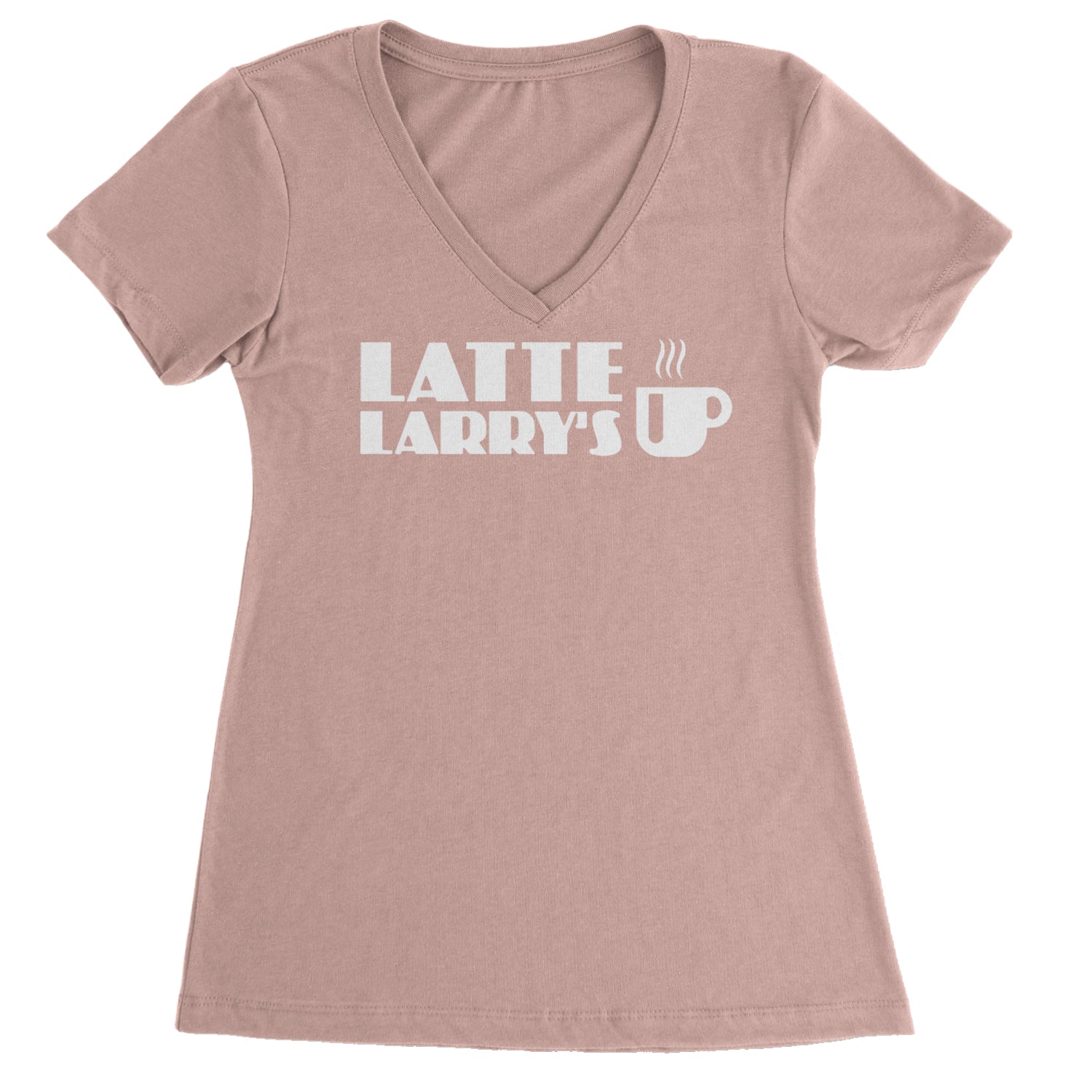 Latte Larry's Enthusiastic Coffee Ladies V-Neck T-shirt Light Pink