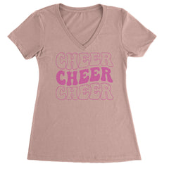 Cheer Cheer Cheer Ladies V-Neck T-shirt Light Pink