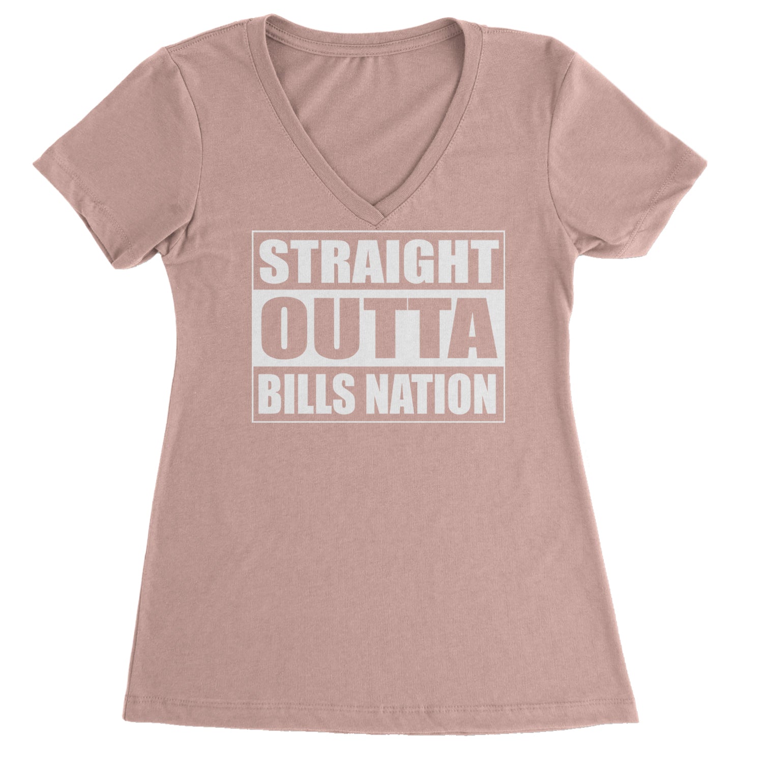 Straight Outta Bills Nation  Ladies V-Neck T-shirt Light Pink