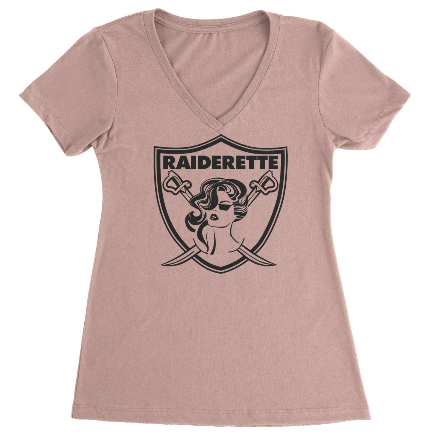 Raiderette Football Gameday Ready Ladies V-Neck T-shirt Light Pink