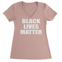 Black Lives Matter BLM Ladies V-Neck T-shirt Light Pink
