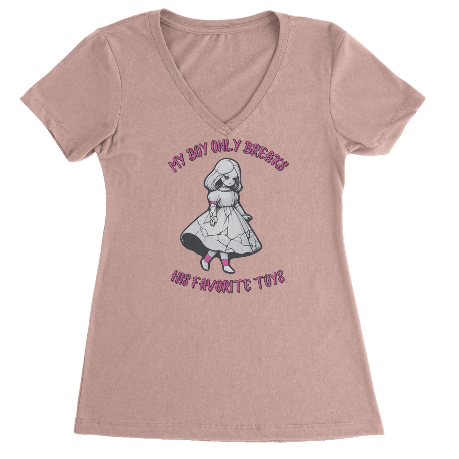 My Boy Only Breaks His Favorite Toys TTPD Music Ladies V-Neck T-shirt Light Pink