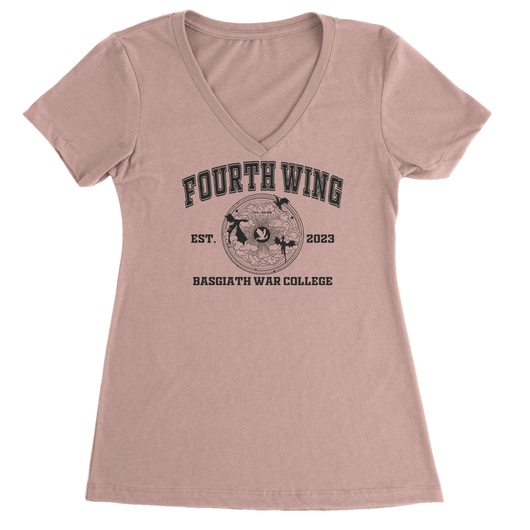 Fourth Wing Basgiath War College Ladies V-Neck T-shirt Light Pink