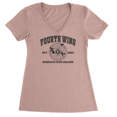 Fourth Wing Basgiath War College Ladies V-Neck T-shirt Light Pink