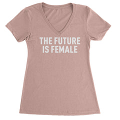 The Future Is Female Feminism  Ladies V-Neck T-shirt Light Pink