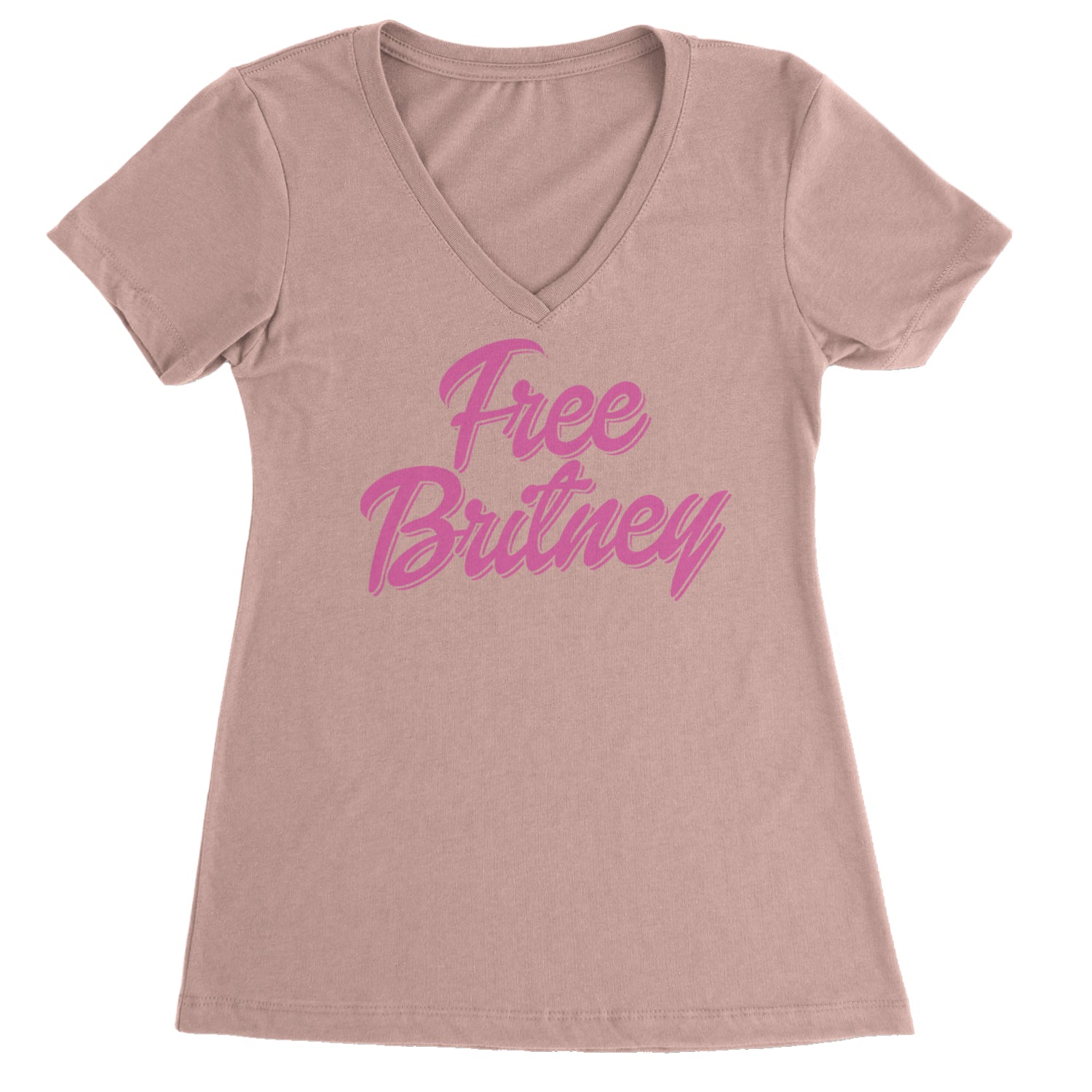 Pink Free Britney Ladies V-Neck T-shirt Light Pink