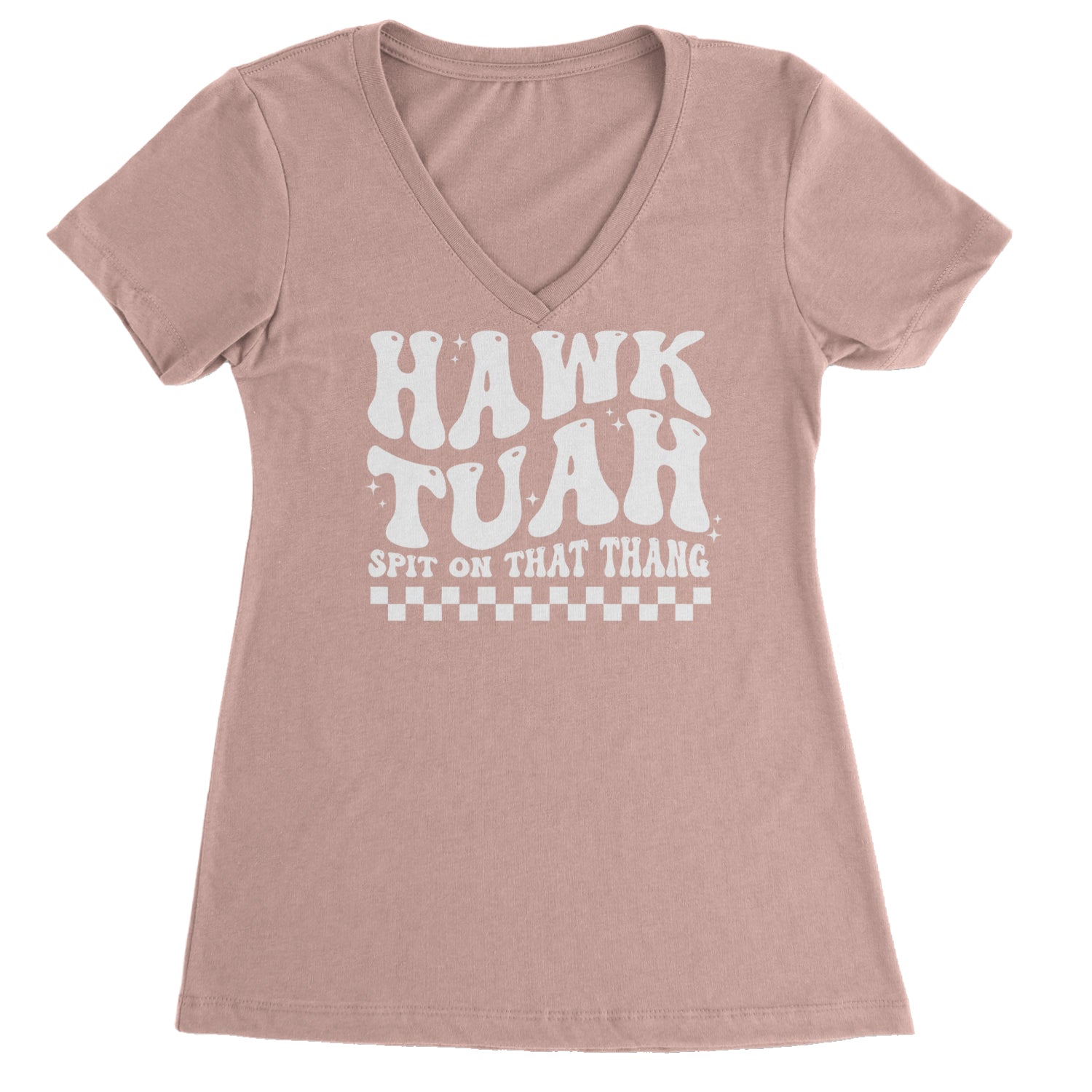 Hawk Tuah Spit On That Thang Ladies V-Neck T-shirt Light Pink