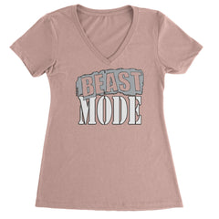 Beast Mode Training Gym Workout Ladies V-Neck T-shirt Light Pink