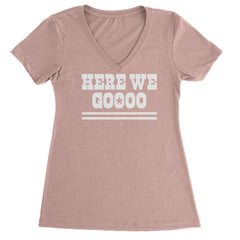 Here We Go Dem Boys Dallas Football Ladies V-Neck T-shirt Light Pink